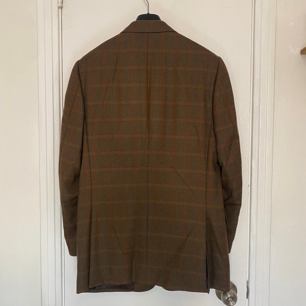 Gieves & Hawkes 38R Brown Windowpane Check Cashmere Sport Jacket Blazer - Picture 7 of 7